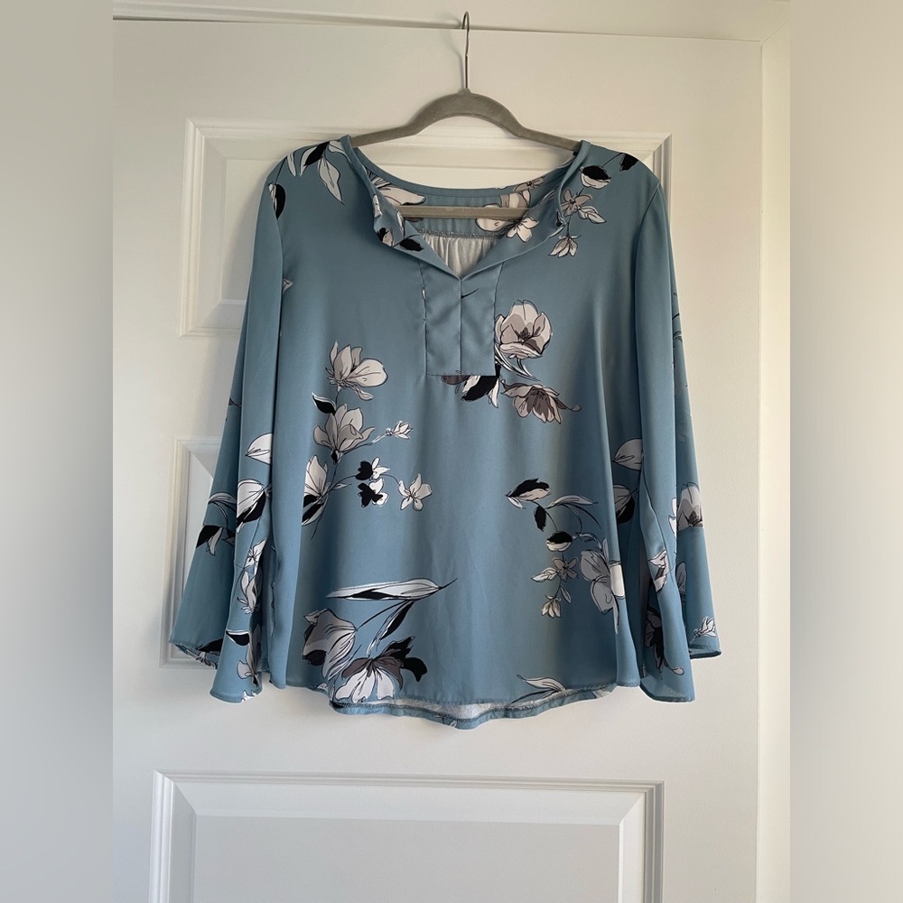 Blue floral blouse